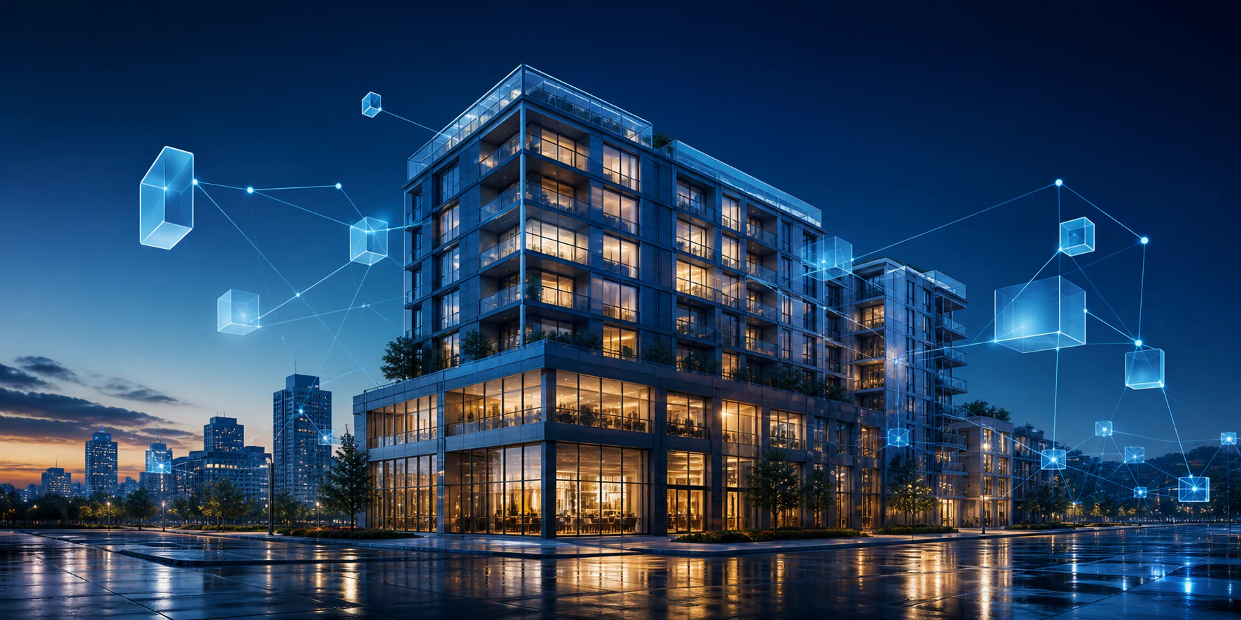 Edifício conectado a uma rede digital segura